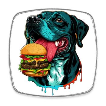 Hund leckt sanften Bürger Lustiges Design - Viereckiger Kühlschrankmagnet - Weiß - Vorne