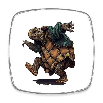 Turtle Ninja Dance funny Design - Square fridge magnet - white - Front