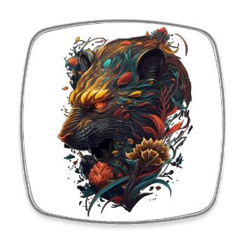 Wildtiger Cat design abstrait coloré - Magnet carré - blanc - Devant