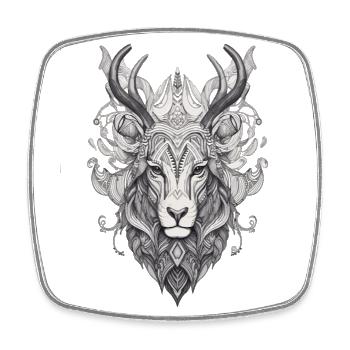 Wild Abstrakt linie Hirsch Tier Design - Viereckiger Kühlschrankmagnet - Weiß - Vorne
