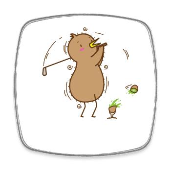 Kiwi joue au golf, kiwi oiseau et fruits - Magnet carré - blanc - Devant