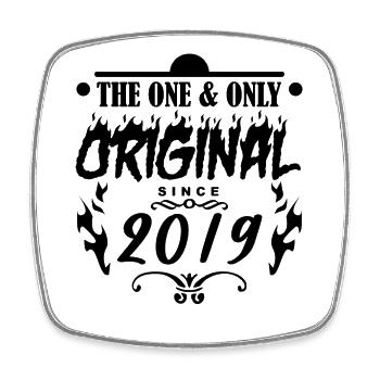 2019 - Year of construction 2019 - Year 2019 - Square fridge magnet - white - Front
