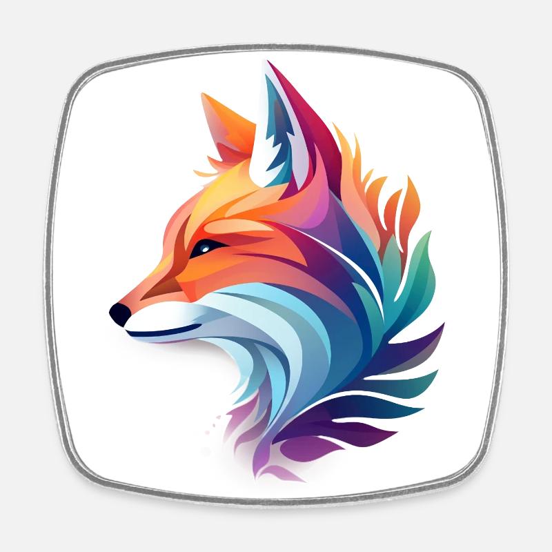 Colorful Fox - Square fridge magnet - white
