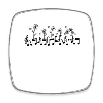 Notes de musique avec musique de fleurs - Magnet carré - blanc - Devant