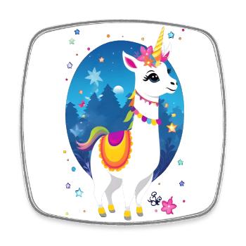 Licorne Lama - Magnet carré - blanc - Devant