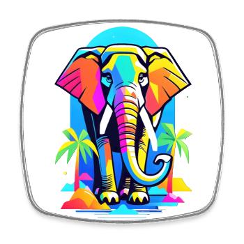 Bunter Elefant im Dschungel Regenbogen Design - Viereckiger Kühlschrankmagnet - Weiß - Vorne