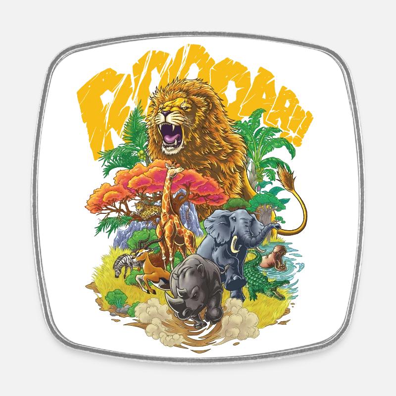 Animaux de la Savane #1 - Magnet carré - blanc