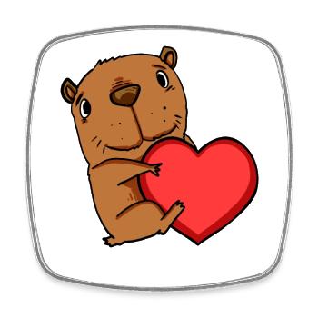 Capybara Wasserschwein Herz Liebe - Viereckiger Kühlschrankmagnet - Weiß - Vorne