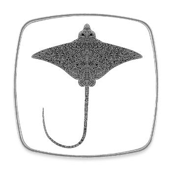 Ray – Flotteur élégant des mers - Magnet carré - blanc - Devant