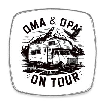 Grand-mère et grand-père en camping-car - Magnet carré - blanc - Devant