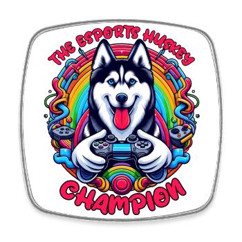 Power Play Pup - The Esports Husky Champion - Square fridge magnet - white - Front