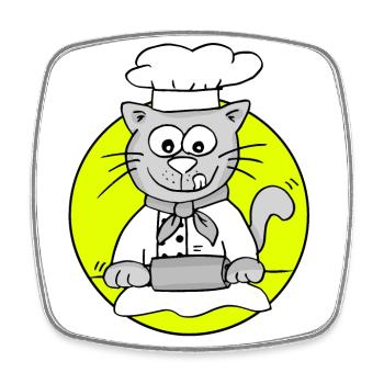 Chat boulanger rétro - Métier Boulanger - Magnet carré - blanc - Devant