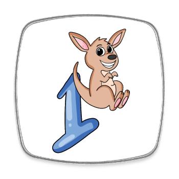 1 Year Old - School Enrollment - Kangaroo Motif - Number 1 - Square fridge magnet - white - Front