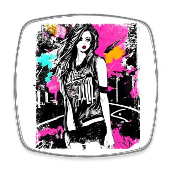 Bold Street Fashion Art - Square fridge magnet - white - Front