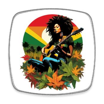 Rastafarian guitarist in reggae style - Square fridge magnet - white - Front