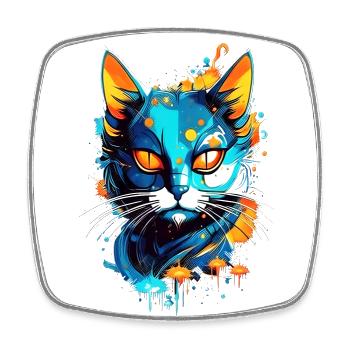 Chat cosmique coloré - Magnet carré - blanc - Devant
