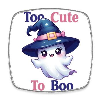 Adorable fantôme au chapeau de sorcière – Trop mignon pour être hué - Magnet carré - blanc - Devant