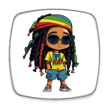 Reggae Girl mit Style - Viereckiger Kühlschrankmagnet - Weiß - Vorne