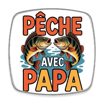 Pêche avec papa, aventures avec papa - Magnet carré - blanc - Devant