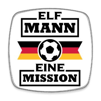 Elf Mann, Eine Mission (Fußball) - Viereckiger Kühlschrankmagnet - Weiß - Vorne