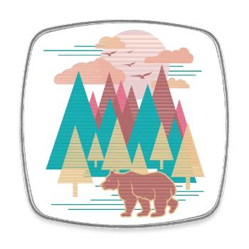 Landschaft (Bär) - Viereckiger Kühlschrankmagnet - Weiß - Vorne