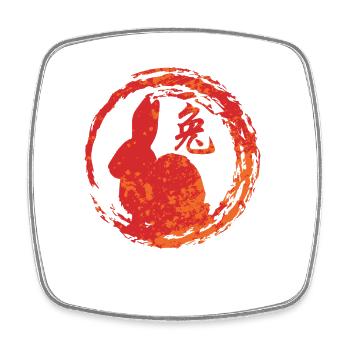 Hare chinese zodiac - Square fridge magnet - white - Front