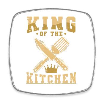 King of the Kitchen kitchen - Square fridge magnet - white - Front