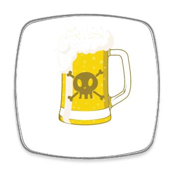 Piraten Bier mit Totenkopf - Viereckiger Kühlschrankmagnet - Weiß - Vorne