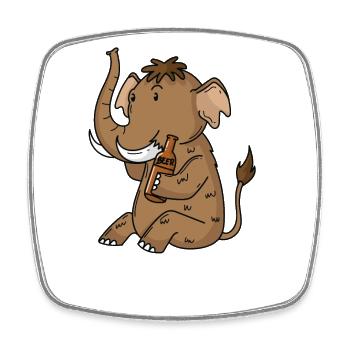 Mammoth with a beer - Square fridge magnet - white - Front