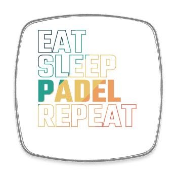 Eat Sleep Padel Repeat - Magnet carré - blanc - Devant