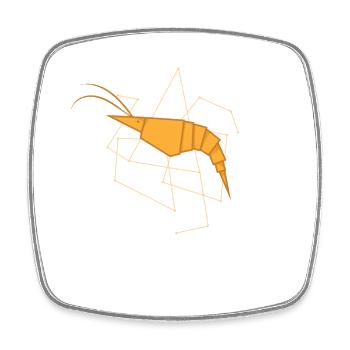 Origami Shrimp als Papierform - Viereckiger Kühlschrankmagnet - Weiß - Vorne