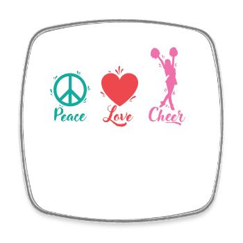 Peace Love Cheer Cheerleader Cheering on sports Gymnastics - Square fridge magnet - white - Front
