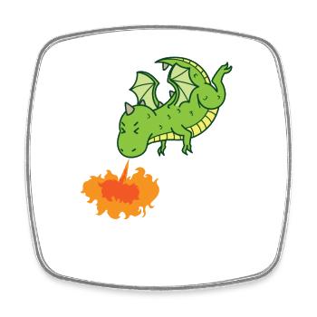 Drache spuckt Feuer Fabelwesen Märchen - Viereckiger Kühlschrankmagnet - Weiß - Vorne