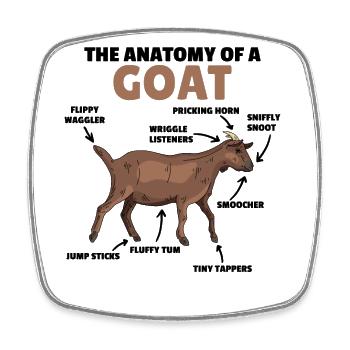 Anatomy of a goat cute goats explanation - Square fridge magnet - white - Front