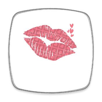 Kiss Mouth Valentine's Day Love Flowers Holiday - Square fridge magnet - white - Front