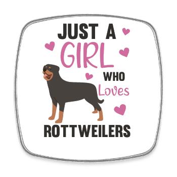Seulement une fille qui aime Rottweiler doux chien - Magnet carré - blanc - Devant