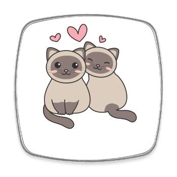 Chat siamois kawaii chats animaux mignons pour les enfants - Magnet carré - blanc - Devant