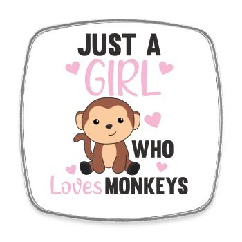 Just a girl who loves monkeys - sweet monkey - Square fridge magnet - white - Front