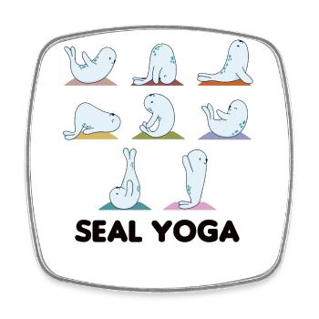 Seals Yoga Sweet Seals Yoga Mat Sport - Square fridge magnet - white - Front