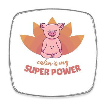 Pig Yoga sweet pigs calm is my super power - Square fridge magnet - white - Front