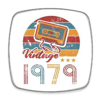 1979 Cassette Anniversaire Rétro Vintage - Magnet carré - blanc - Devant