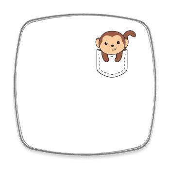 Singe dans la poche singes mignons dans la poche de poitrine - Magnet carré - blanc - Devant