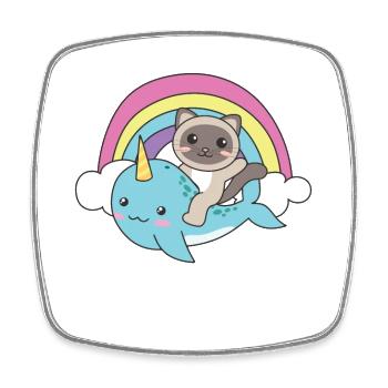 Narwal Siamkatze ozean einhorn kawaii Regenbogen - Viereckiger Kühlschrankmagnet - Weiß - Vorne