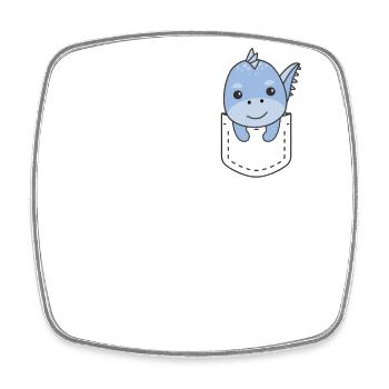 Dino in pocket cute dinosaurs in chest pocket - Square fridge magnet - white - Front
