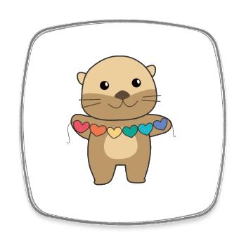 Rainbow Flag Gay Pride LGBTQ Herzen Otter - Viereckiger Kühlschrankmagnet - Weiß - Vorne
