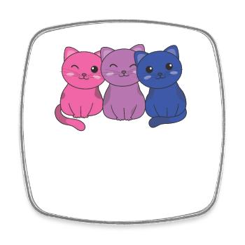 Bi Flag Pride LGBTQ süße Katze - Viereckiger Kühlschrankmagnet - Weiß - Vorne