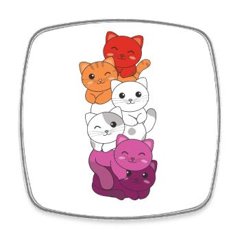 Drapeau lesbien Gay Pride LGBTQ Chats Mignon Chat - Magnet carré - blanc - Devant