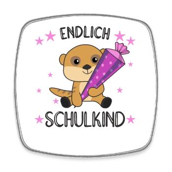 Erdmännchen Schule Einschulung Kita 2021 Schulkind - Viereckiger Kühlschrankmagnet - Weiß - Vorne