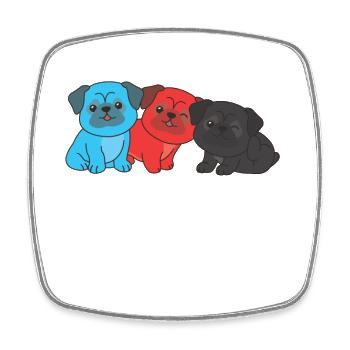 Polyamory Flag Mops Pride LGBTQ süße Hunde - Viereckiger Kühlschrankmagnet - Weiß - Vorne