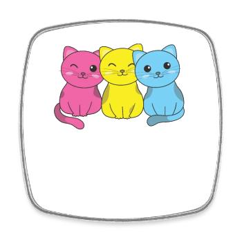 Pansexual Flag Pansexual Pride LGBTQ cute cat - Square fridge magnet - white - Front